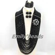 Нигерийские Свадебные африканские Кристалл Бусины комплект ювелирных изделий костюм Африканский Свадебный Цепочки и ожерелья комплект ювелирных изделий aej750