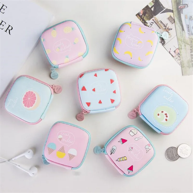

Earplugs Necklaces Jewelry Storage Box Cute Mini Storage Bins Headset Sort Out Bag Girl Zipper Coin Purse Fashion Fruit Package