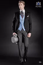 2017 Latest Coat Pant Designs Italian Black Men Morning Suit Prom Tuxedo Terno Slim Fit 3 Piece Custom Groom Blazer Masculino V2