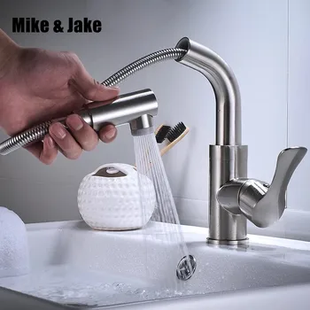 

Basin Pull out bathroom faucet basin Sink mixer Faucet Pull Out Dual Sprayer Nozzle Hot Cold Mixer Water Taps MJ998
