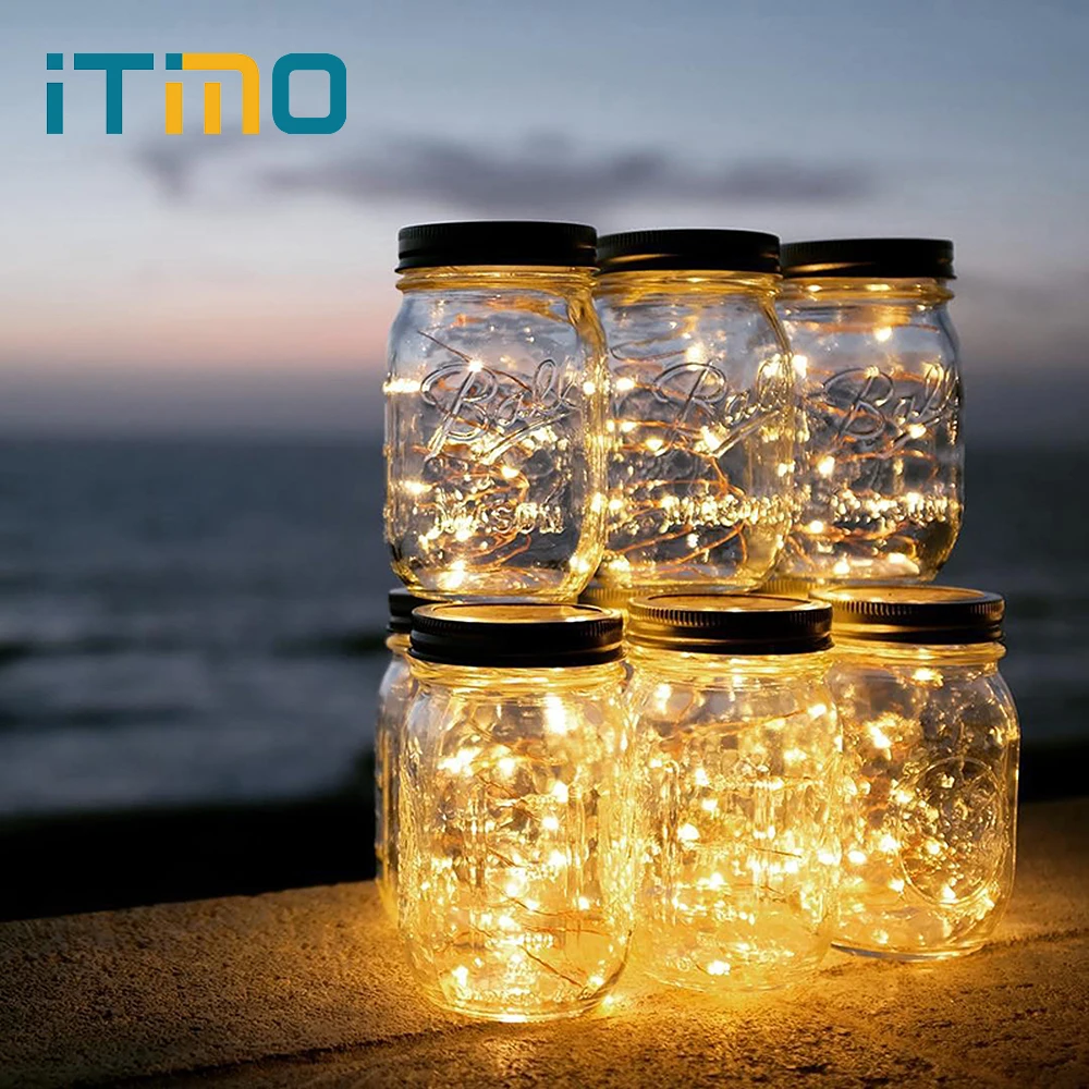 

iTimo 10 LEDs Copper Wire Garland Lamp Jar Insert Light Strings Home Garden Party Decoration Battery Operated Outdoor Lighting