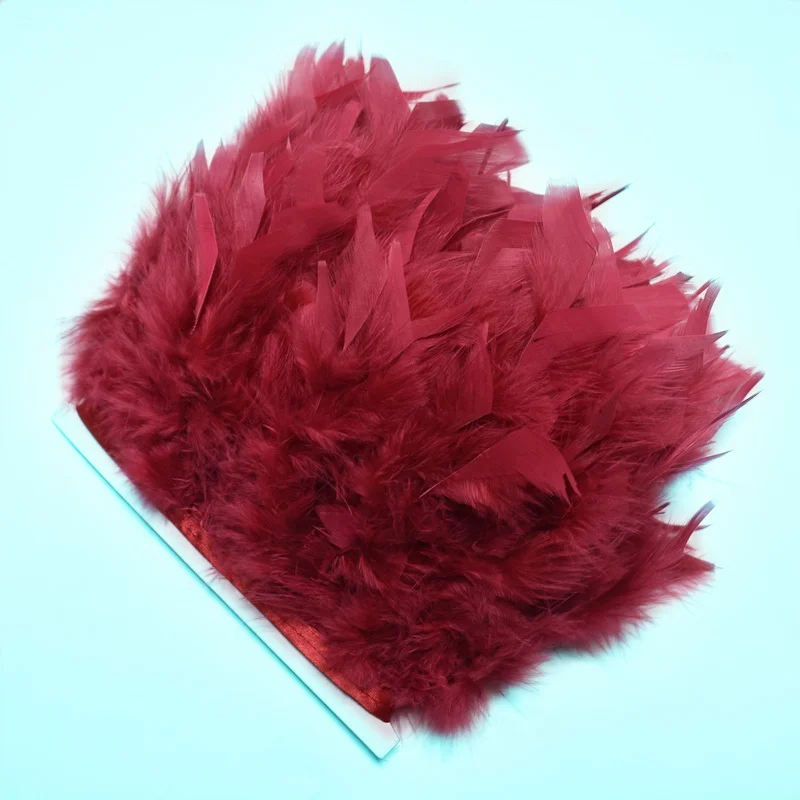

2Meter/lot Plume Wine Red Turkey Feathers Trims for Needlework Clothing Party Decorative 10-15cm DIY Natural Feathers for Crafts
