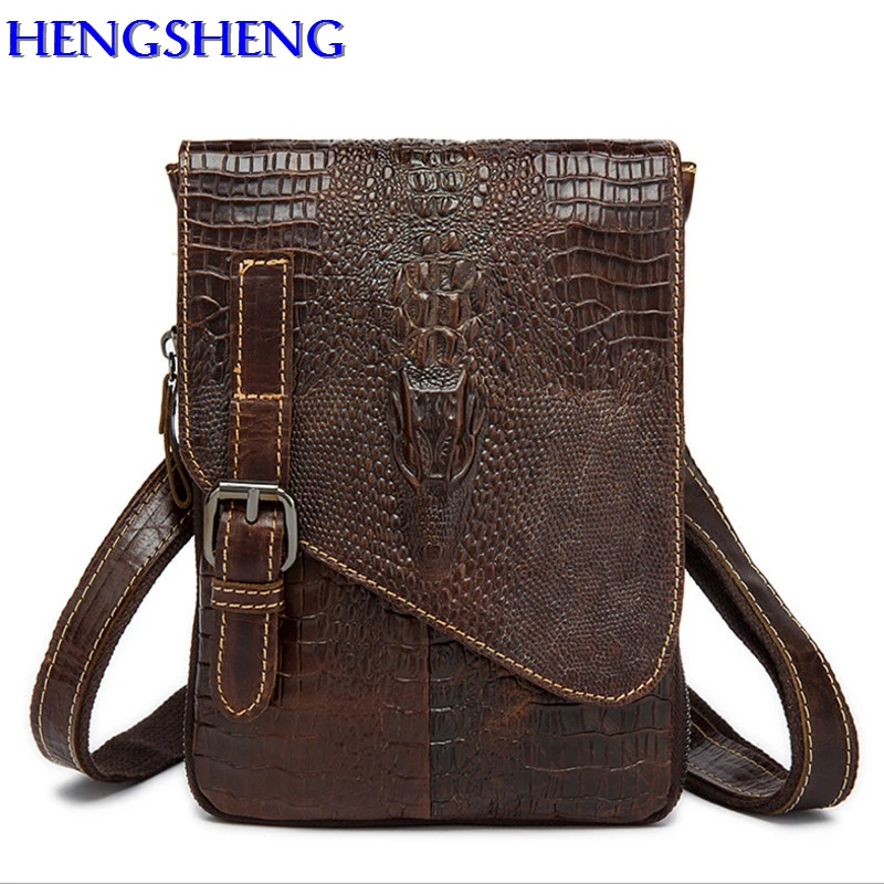 

Hengsheng crocodile men shoulder bag with genuine leather gentlemen messenger bag by cow layer leather men bag for crossbody bag