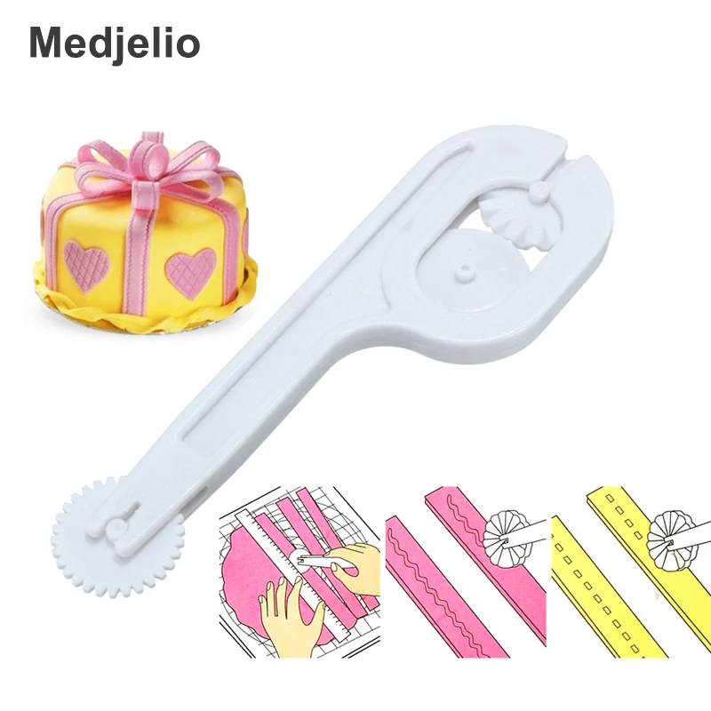 

Medjelio Fondant Wheel Embosser Roller Cutter Cake Decorating Set Kitchen Baking Crust Cookie Accessories Sugarcraft Cut Tool
