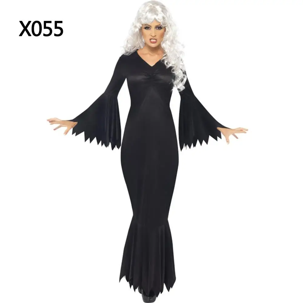 Сексуальный женский винтажный страшный костюм с принтом скелета черный облегающий комбинезон боди костюм для костюмированой вечеринки на Хэллоуин - Цвет: X055