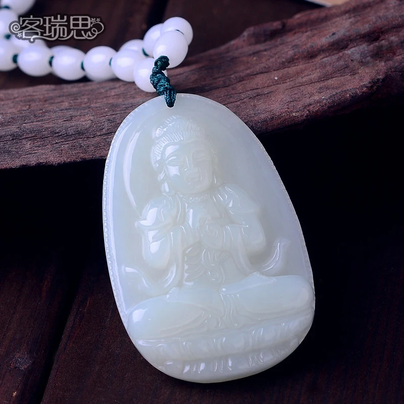 Подвеска из натурального легкого нефрита Tathagata Avalokiteshvara для мужчин и женщин козья