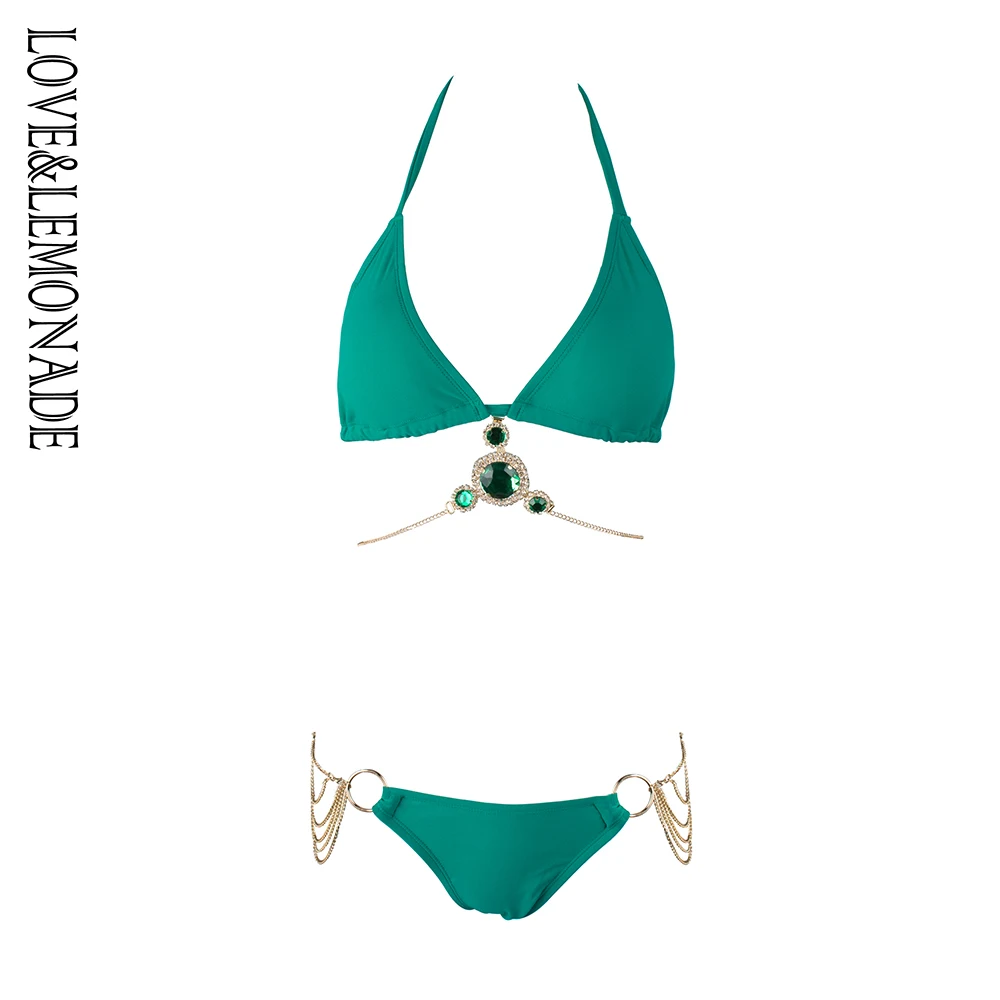 

Love&Lemonade Green Crystal Metal Chain Decoration BIKINI LM0993