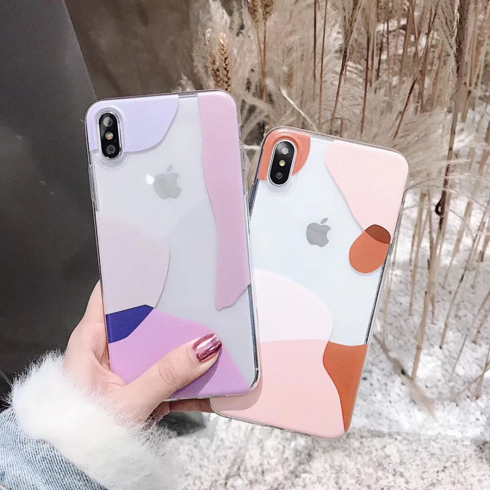 

KAIEN Simple fashion Graffiti Transparent soft cover for Apple Mobile phone case for iPhone 6 6s 7 7plus 8 8plus X 10 XR XS MAX