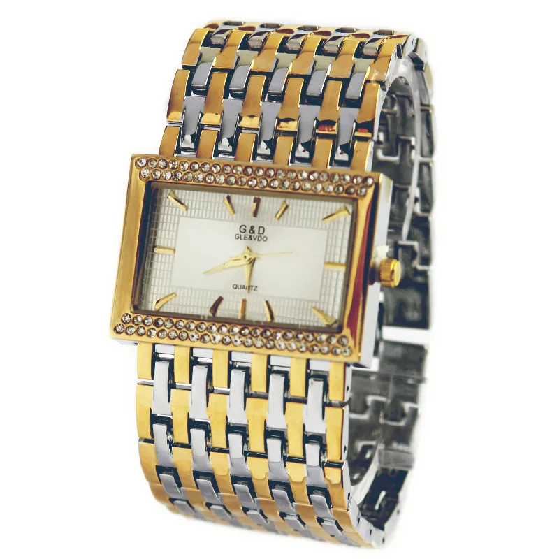 

A103 G&D Brand Luxury Women's Bracelet Wristwatch Quartz Watch Silver Rhinestone Crystal Lady Dress Watch Business Reloj Mujer