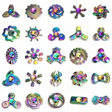 Free DHL Rainbow Heptagonal Hand Spinner fidget Zinc Alloy Metal fidget spinner metal bearing edc finger