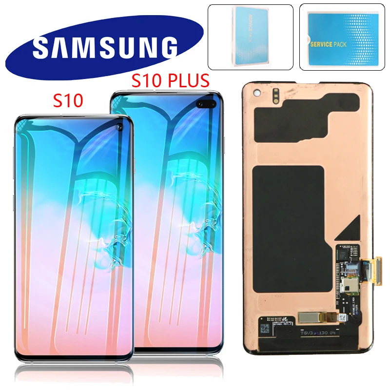 

NEW ORIGINAL LCD with Frame for SAMSUNG Galaxy S10 G9730 Display S10+ Plus G9750 Touch Screen Digitizer with Service Pack