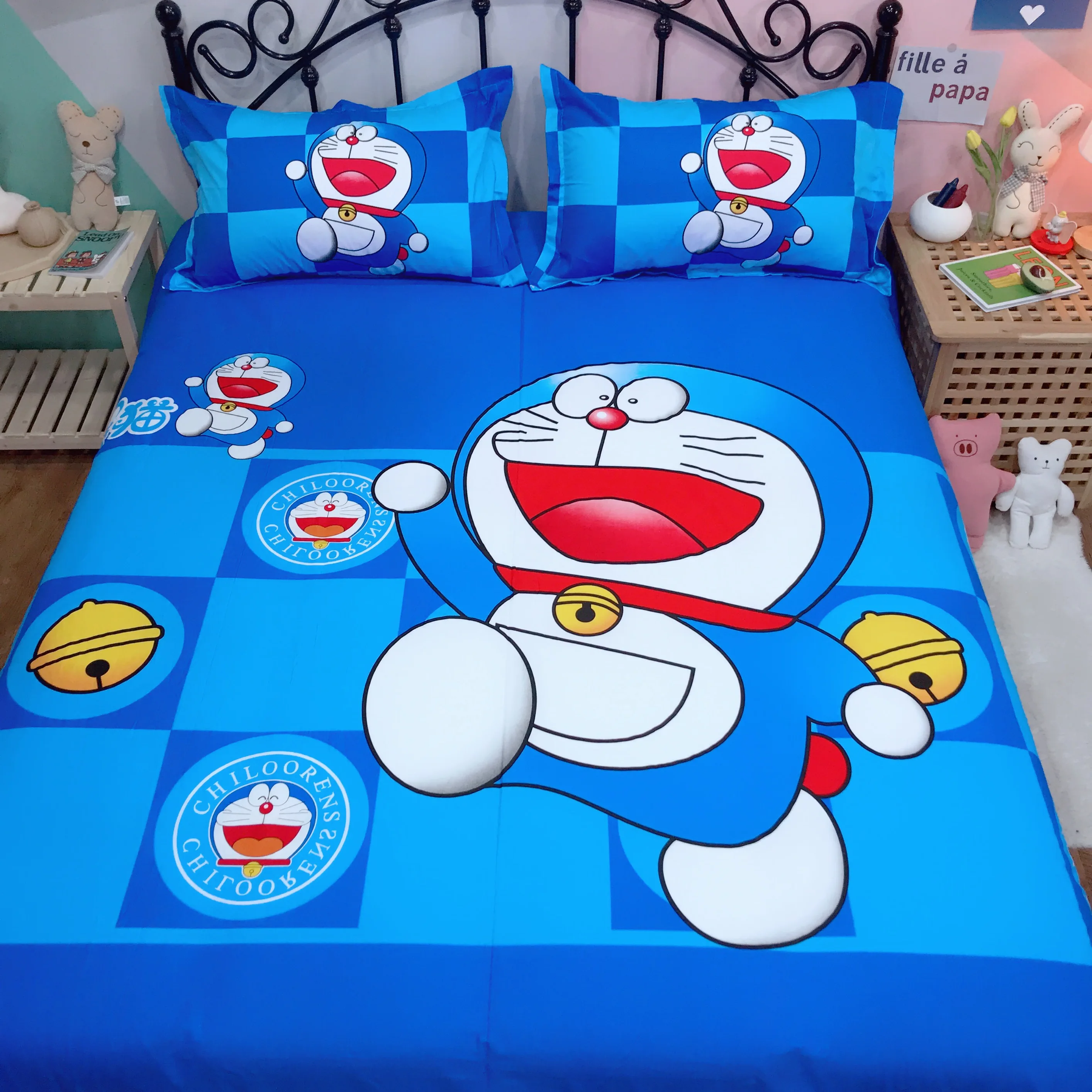 Комплект постельных принадлежностей с рисунком Doraemon детское чистое хлопковое