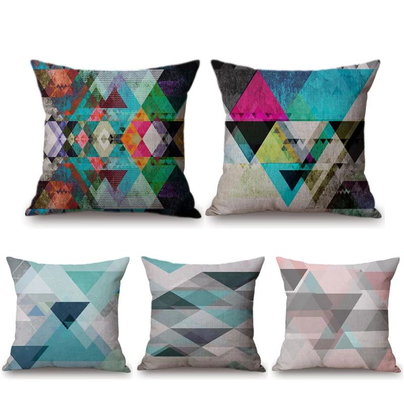 

Colorful Triangles Pattern Nordic Geometric Home Decor Sofa Cushion Cover Bohemia Office Chair Decorative Pillow Case kussen