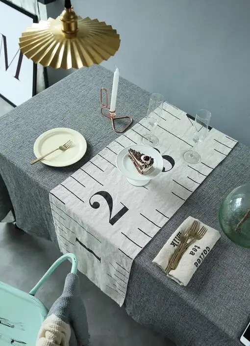 

Pure linen printed digital table flag tablecloth