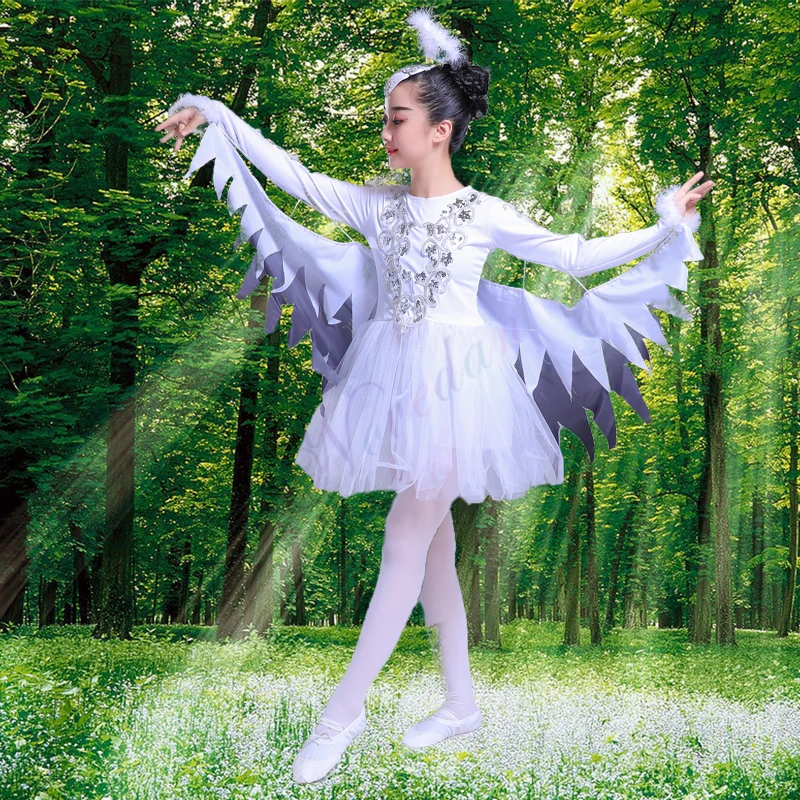 Kids Bird Costume Girls White Ballet Dance Dress Animal Cosplay Halloween Birds Fairy Wings Stage Performance Clothing Kids Bird Costume Girls White Ballet Dance Dress Animal Cosplay Halloween Birds Fairy Wings Stage Performance Clothing