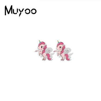 Новое поступление Радуга Единорог My Little Horse Pegasus Shrinky Dinks серьги ручной работы акриловые серьги для девочек эпоксидной смолы - Окраска металла: 3