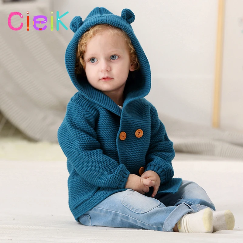 CieiK 2018 New Spring Baby Hooded Outwear Newborn Boys Jacket Rabbit Cute Infant Knitted Infant Girls Clothes Kids Winter Coats (6)