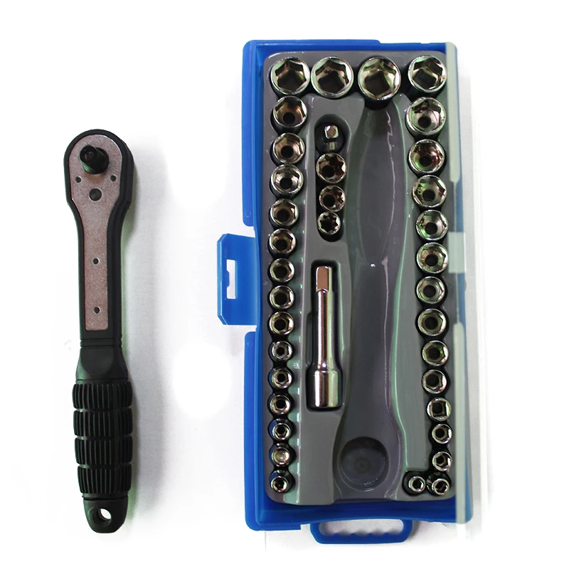 DWZ 38Pcs 3/8'' 4-15mm Inch & Metric Socket Set Ratchet Driver Socket Wrench Tool