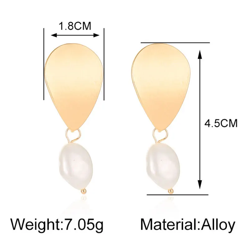 Трендовые серьги-гвоздики в Корейском стиле с металлическим золотым геометрическим неровным круглым квадратным натуральным пресноводным жемчугом для женщин, подарок для девушек
