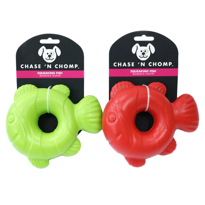

CAITEC Dog Toys Squeaking Fish Durable Springy and Floatable Great for Tossing and Chasing