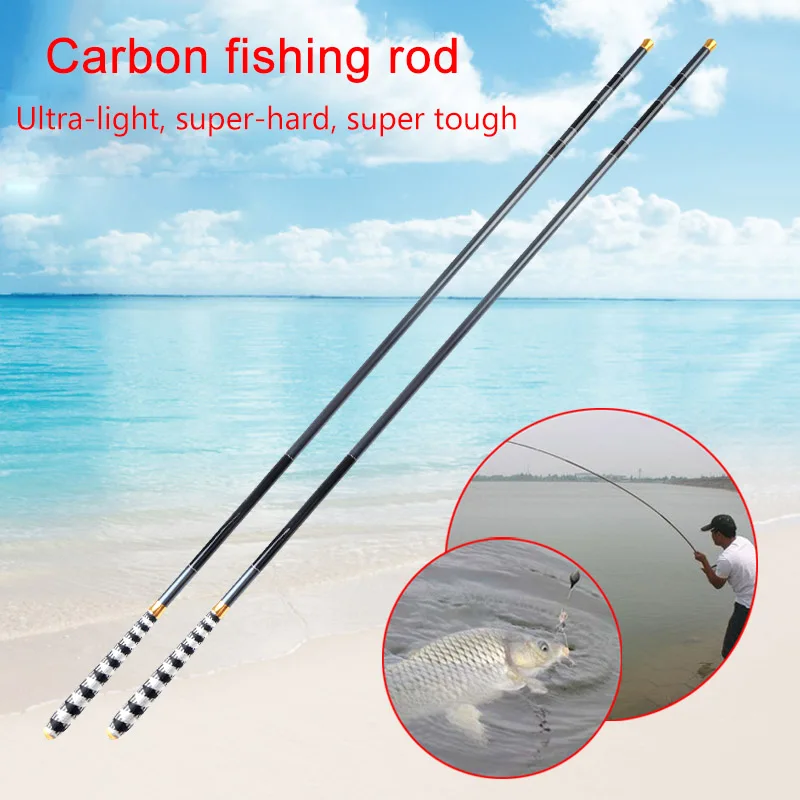 Hot 2.7m-7.2m Telescopic Carbon Fiber Super Hard Ultra Light Type Carp Fishing Pole Stream Fishing Rod Hand Pole Fishing Hooks Hot 2.7m-7.2m Telescopic Carbon Fiber Super Hard Ultra Light Type Carp Fishing Pole Stream Fishing Rod Hand Pole Fishing Hooks
