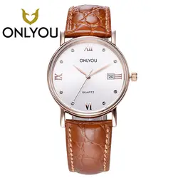 Onlyou Для женщин Часы для китайский бренд Модные Для мужчин часы наручные часы Дата Дисплей Водонепроницаемый часы Femmes horloge