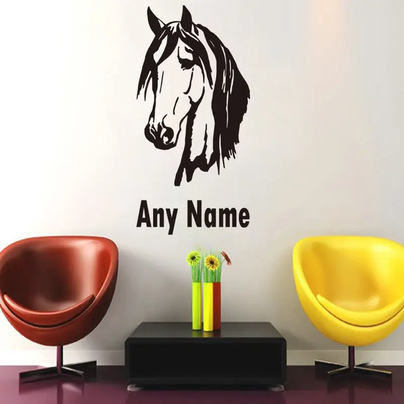 Horse Head Wall Stickers Personalized Any Name Vinyl Removable Wall Art
