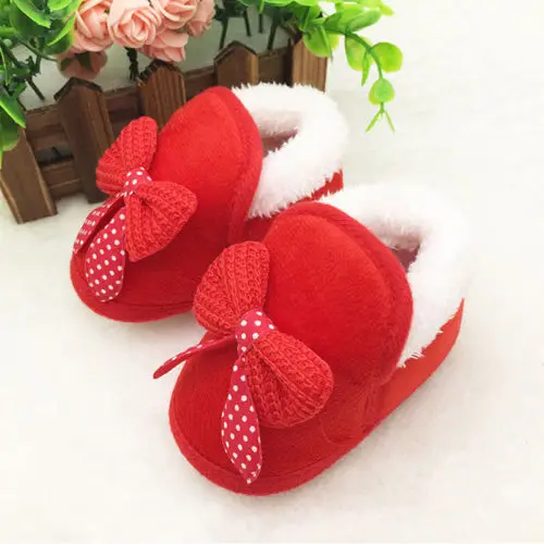 

2018 Toddler Infant Newborn Baby Girls Crib Shoes Bow Soft Crib Sole Boots Prewalker Warm Shoes Pink Red 0-18M