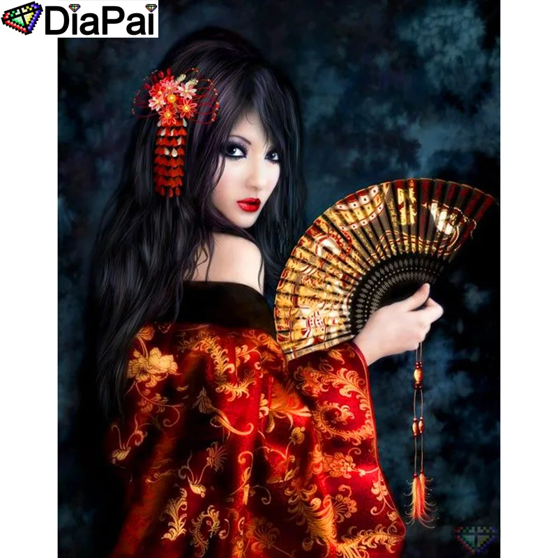 DIAPAI 100% квадратная/круглая дрель 5D DIY Алмазная картина &quotFan beauty&quot вышивка
