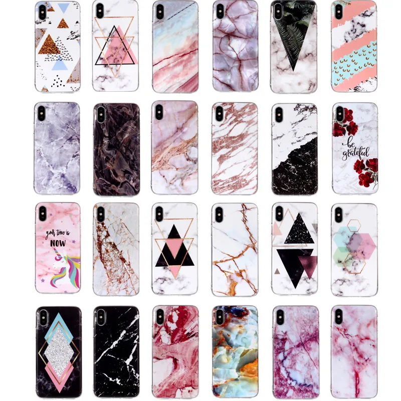 Kexin For iphone 7 8 case Glossy Thin Marble Geometric Design Case Apple X Xs max XR 6s 6 Plus Soft Phone Cases |