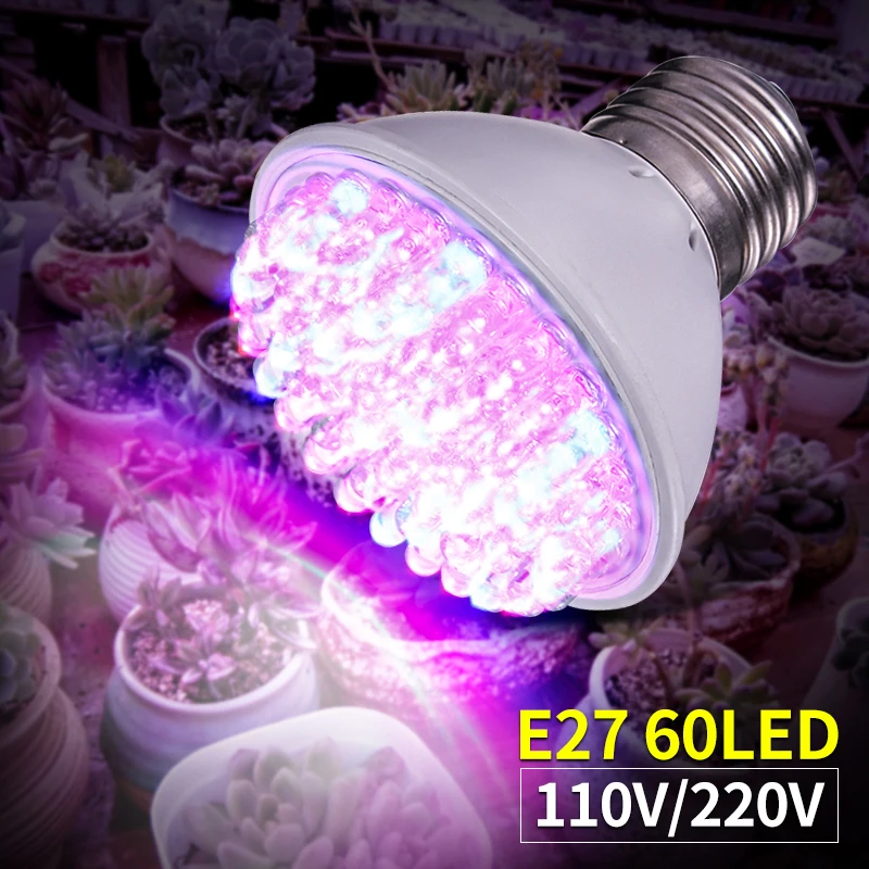 E27 220V 3W 60 LEDS 45Red+15Blue Grow Growing Light Bulb Flowering