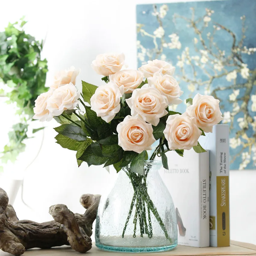 Rose Artificial Flower Bouquet wedding flowers silk peony home party decor  (125)