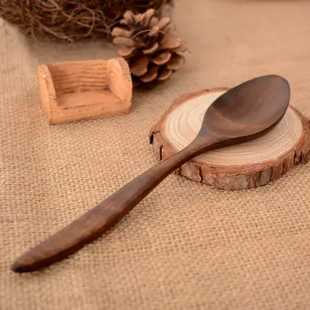 

18cm Wooden Spoons Large Long Handled Spoon Wood Rice Soup Dessert Spoon Kids Spoon Kitchen Accessories