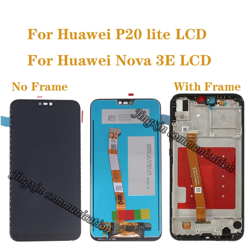 

100% test new original LCD for Huawei P20 Lite LCD + touch screen digitizer component replacement for Nova 3E LCD With frame