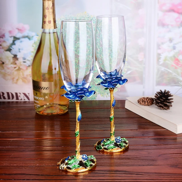 2Pcs/sets European Champagne Glass Goblet Gift Box Creative