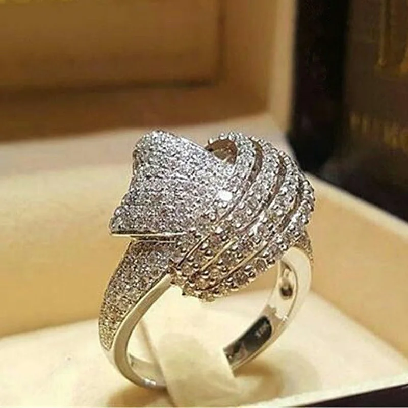 

925 sterling silver Creativity Drilling engagement Rings for women Party gift for Ladies jewelry brand finger r4992