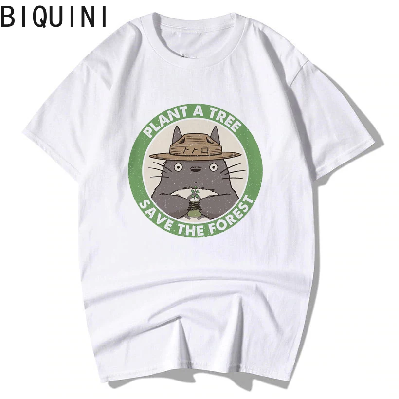 

BIQUINI Totoro T Shirt Women Top 100%Cotton Studio Ghibli Kawaii 90s Graphic Harajuku Miyazaki Hayao Fashion Women Shirts