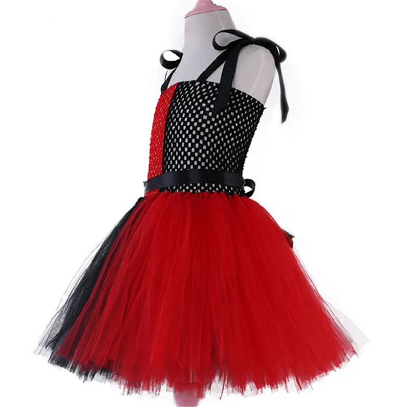 Little Girls Witch Ugly Princess Dresses Children Christmas Festival Party Red Black Gauze Evening Dress Headband Set 90-140cm Little Girls Witch Ugly Princess Dresses Children Christmas Festival Party Red Black Gauze Evening Dress Headband Set 90-140cm