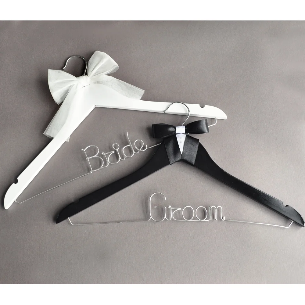 

Wedding Groom and Bride Hanger,Wedding Dress Hanger,Wood Hanger.Bow and Tie Hanger,Gift for Bride and Groom,Gift for wedding