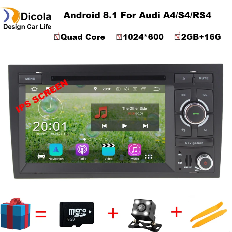 

IPS HD 2 Din 7" Android 8.1 Radio GPS HDMI Car DVD Player for Audi A4 S4 B6 B7/RS4 2002 2003 2004 2005 2006 2007 2008/SEAT Exeo