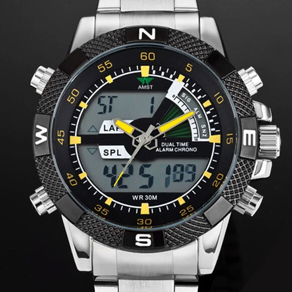 

6 colors AMST 50M waterproof sports Watch Army Military Calendar Men Outdoor Mountaineer Watches Men's Dual Display Wristwatches