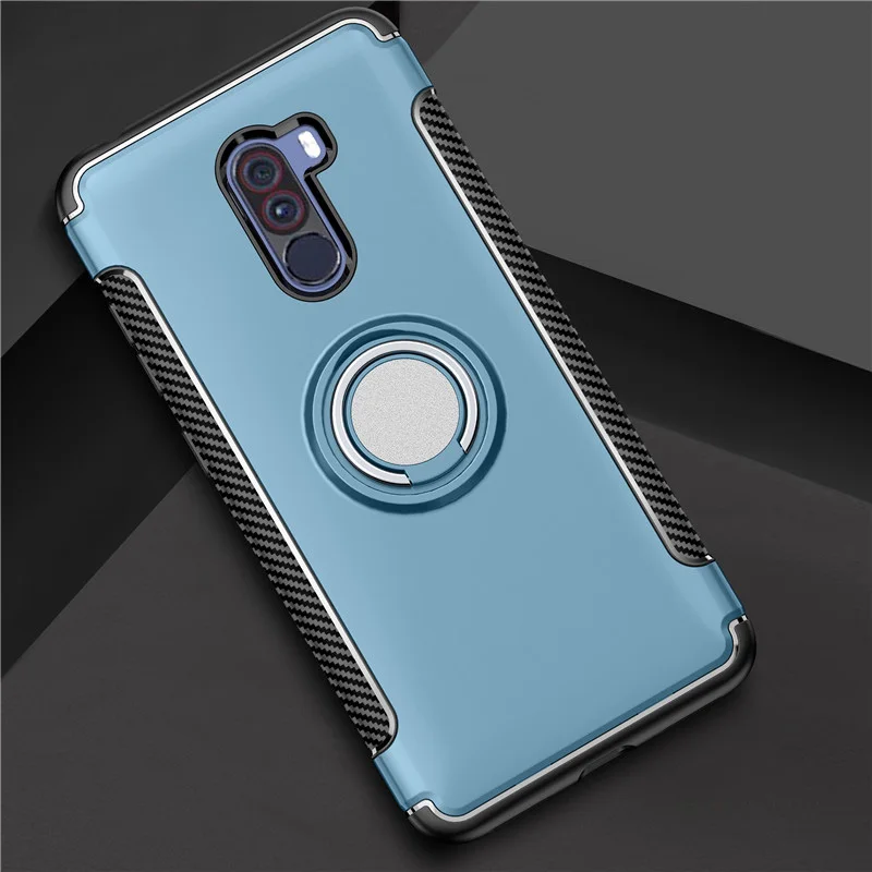 POCOPhone F1 Case Armor Ring Magnetism Holder Shockproof TPU+PC Cases for Xiaomi POCO Phone F 1 Cover Coque For Pocophone F1