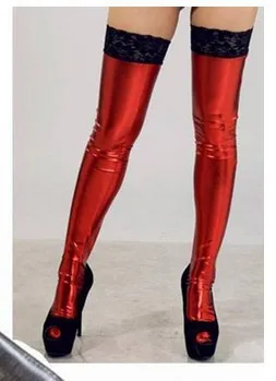 DHL,, высокое качество, женские чулки из искусственной кожи, 3 цвета, сексуальные носки до бедер,, 100 пар, длинные гольфы - Цвет: Красный