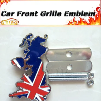 

The Union Jack British Map Flag Car Front Grille Emblem Badge For MINI Smart BMW Volkswagen Audi Opel Skoda Volvo Citroen Jaguar