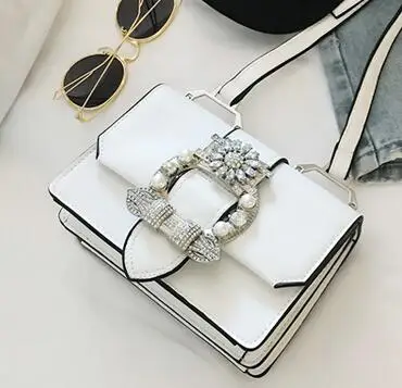 LUCDO роскошные дизайнерские сумки с бриллиантовым замком, дизайнерские знаменитые высококачественные элегантные женские жемчужные сумки, кожаная сумка через плечо - Цвет: White