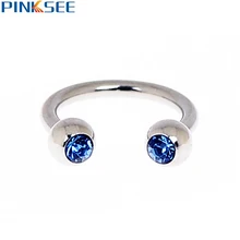 18 г нержавеющая сталь Кристалл круговой штанги Подкова поддельные носа губ бровей перегородка кольцо в нос пирсинг ювелирные изделия для тела