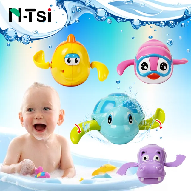 N-Tsi Wind Up Clockwork Dabbling Swimming Turtle Fish Animal Bath Toys for Children Baby 1 Year Happy Summer Pool Time Kids Gift