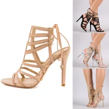 Marque Nouvelle Mode D’été Sexy ceinture Laçage Découpe stiletto haut talon sandales Livraison gratuite Chaude femmes Parti robe sandales