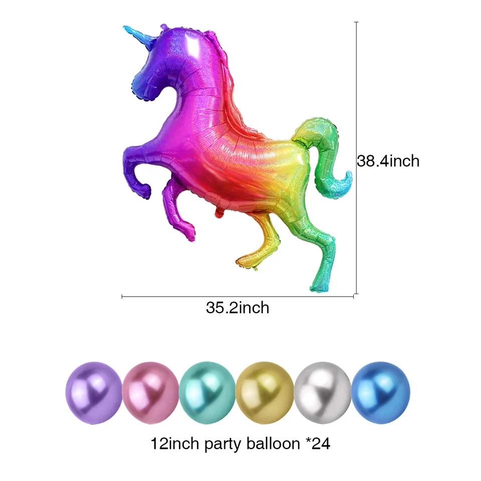 Nicro 25/37 шт/набор фольгированные воздушные шары-единороги бумажные цветы Детские наборы для украшения дня рождения DIY Новые вечерние украшения для дома# Set109