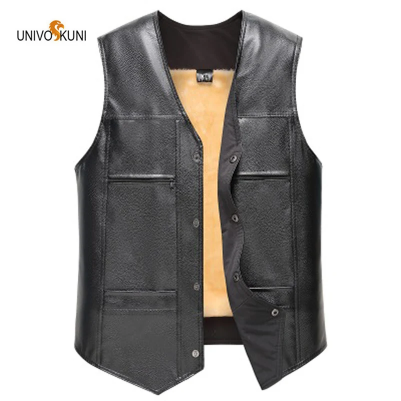 UNIVOS KUNI Colete Masculino осенне зимний брендовый мужской теплый кожаный повседневный